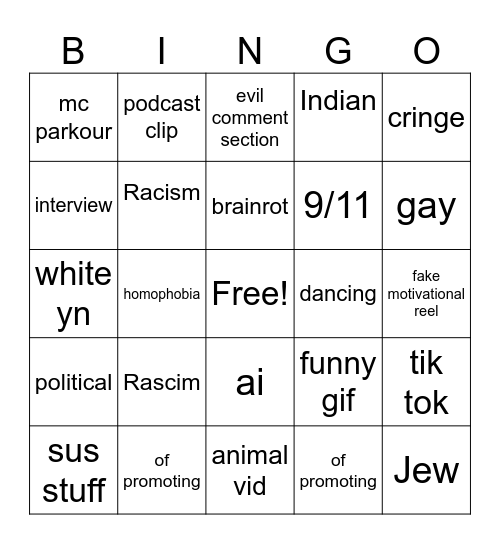 Insta lols Bingo Card