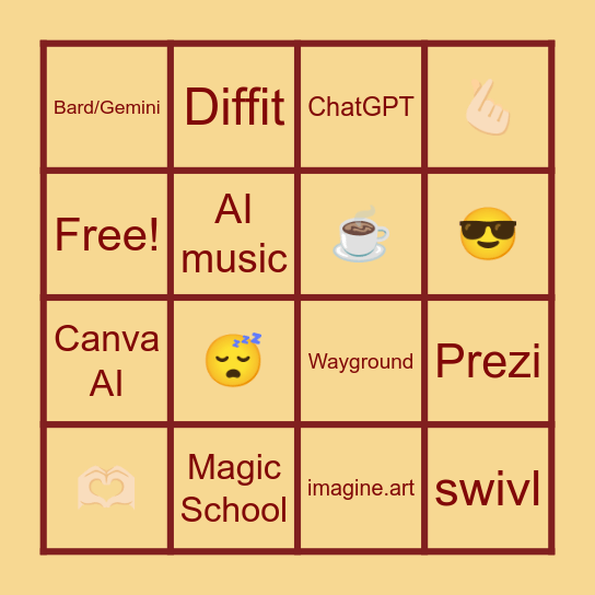 SAY HI TO AI BINGO Card