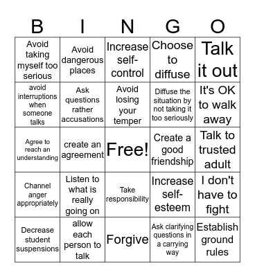 CONFLICT RESOLUTION Bingo Card