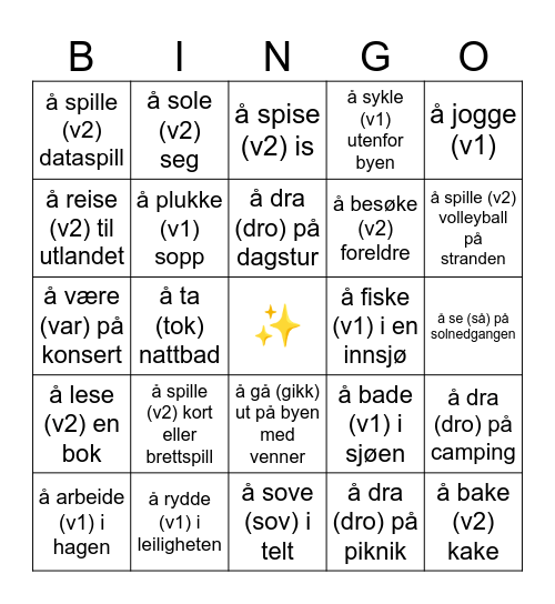 Feriebingo Card