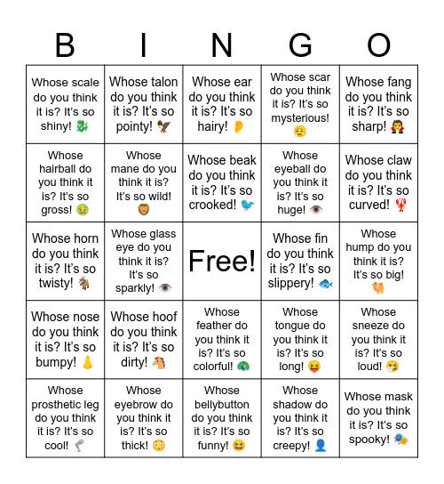 B17 L5 Whose wig do you think it is? It’s so shiny! 💇‍♀️ Bingo Card