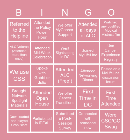 2025 Annual Leadership Conference Bingo Card