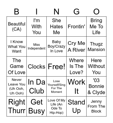 Billboard Year-End of 2003 Bingo Card