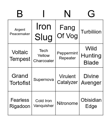 Spiral Knights Bingo Card