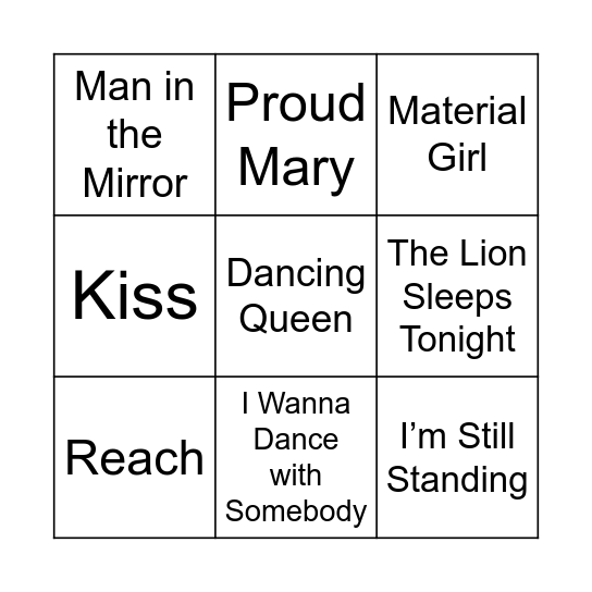 Russell’s Music Bingo Card