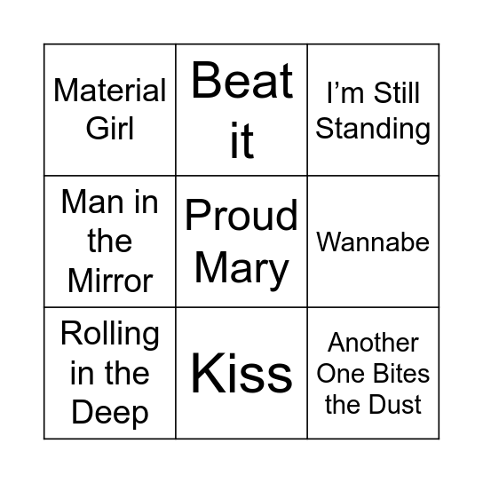 Russell’s Music Bingo Card
