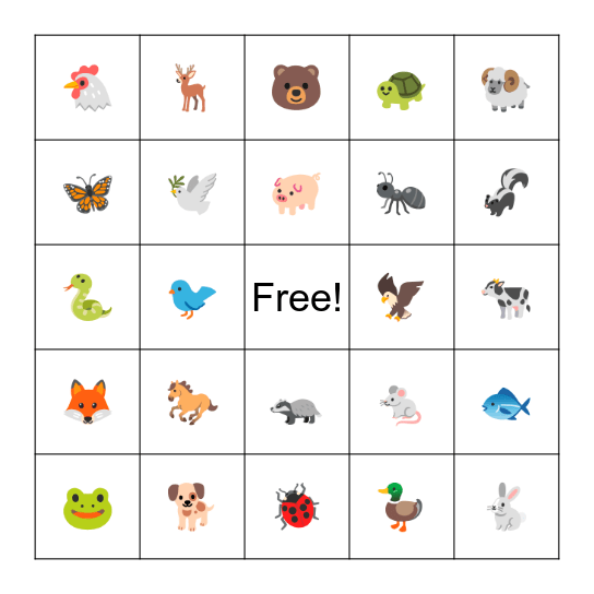 KERE BINGO - ANIMALS Bingo Card