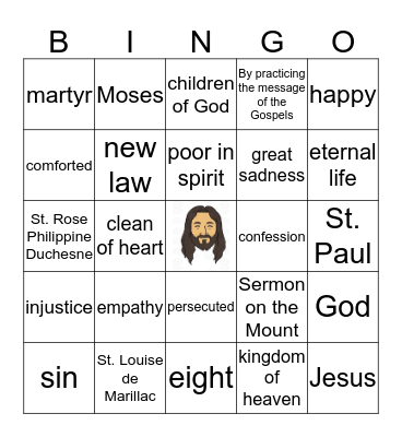 Beatitudes Bingo Card