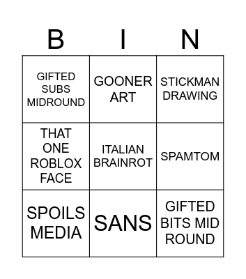 Gartic Phone Bingo Card