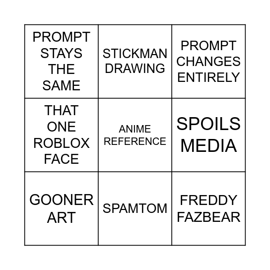 Gartic Phone Bingo Card