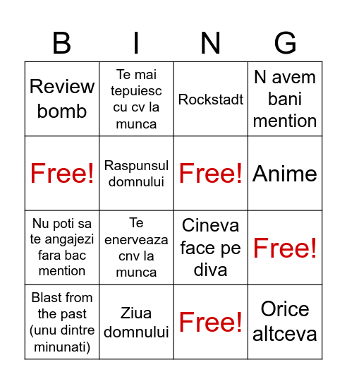 Sanity Loss Bingo Card