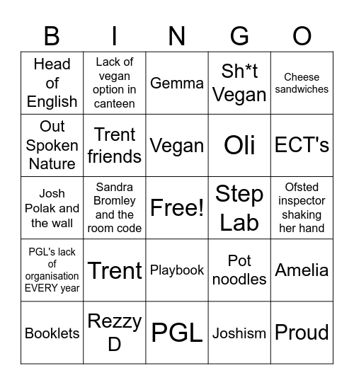 Balchin Bingo Card