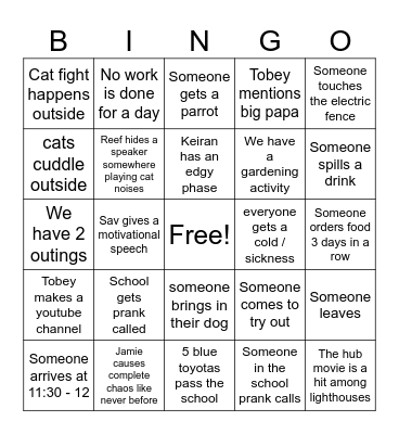 HUB Bingo Card