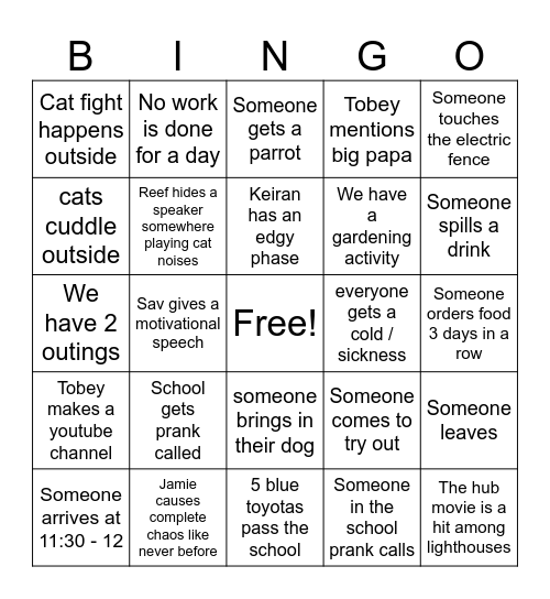 HUB Bingo Card