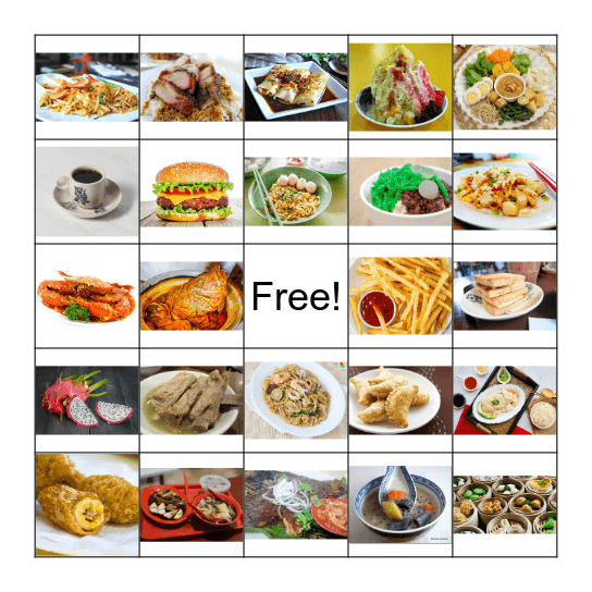 Singapore Food Bingo Card
