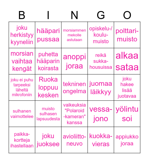 Hääbingo Card