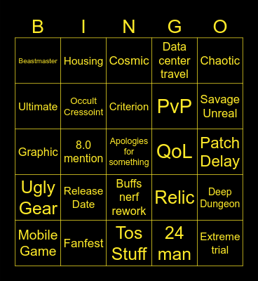 Live Letter! Bingo Card