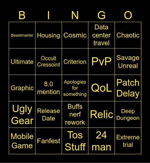 Live Letter! Bingo Card