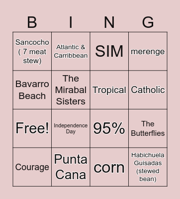 Dominican Republic BINGO Card