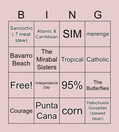 Dominican Republic BINGO Card