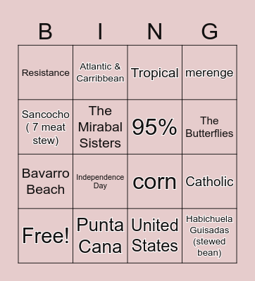 Dominican Republic BINGO Card