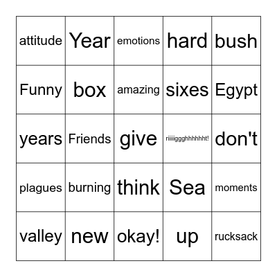Microsoft Word  Bingo Card