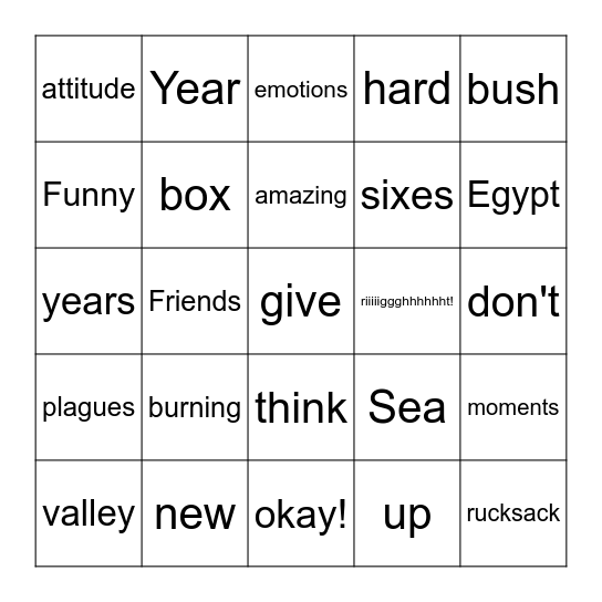 Microsoft Word  Bingo Card