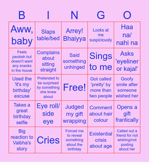 Vidhingo Bingo Card