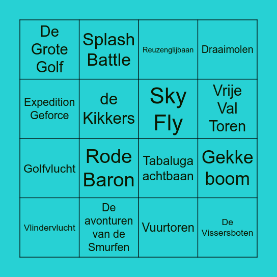 Plopsaland Deutschland Bingo Card