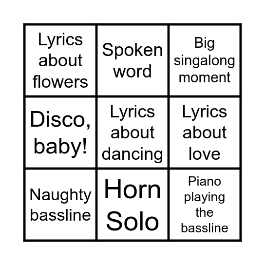 BARE JAMS BINGO! Bingo Card