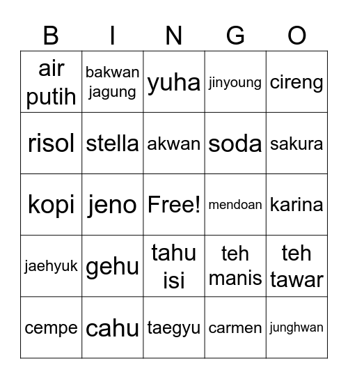 BINGO JIJELLLL Bingo Card