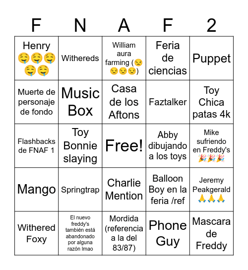 Balatreada Bingo Card