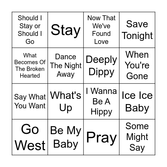 Round 2 Bingo Card