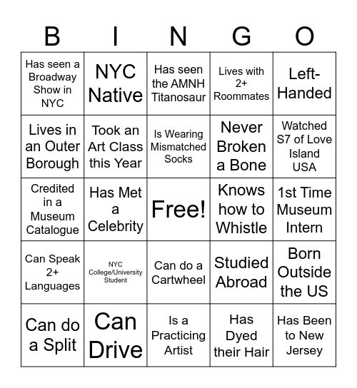 "Getting to Know You" Bingo! Bingo Card