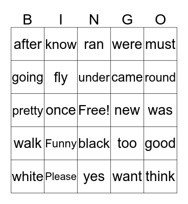 First Grade  Bingo Card