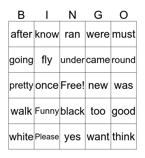First Grade  Bingo Card