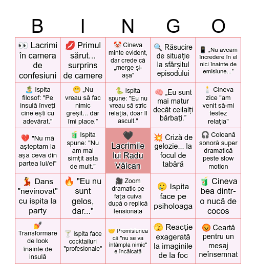 Insula Iubirii Bingo Card