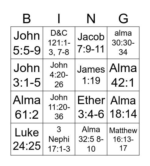 listening Bingo Card