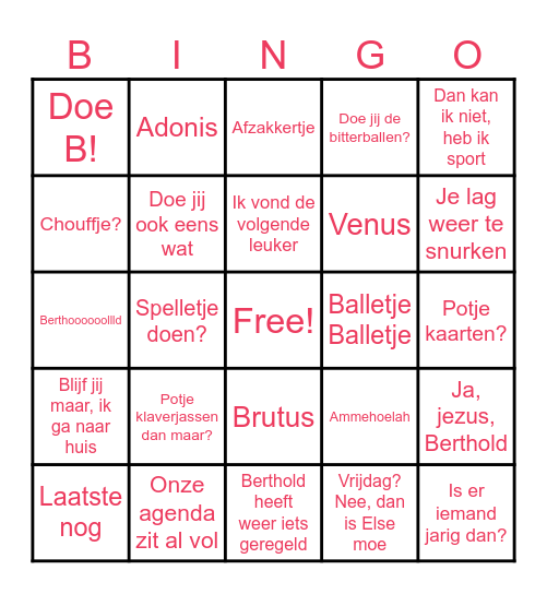 Berthold & Else Bingo Card