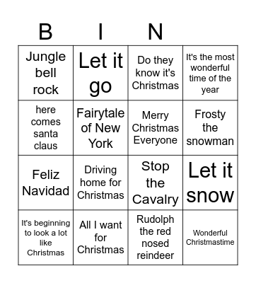 Bad Santa Bingo Card