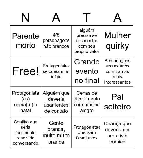 Filmes de natal Bingo Card