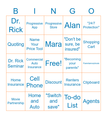 Progressive Ad Bingo Card