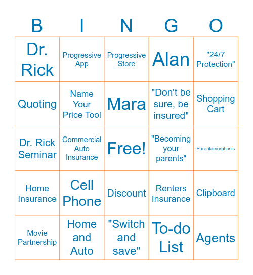 Progressive Ad Bingo Card