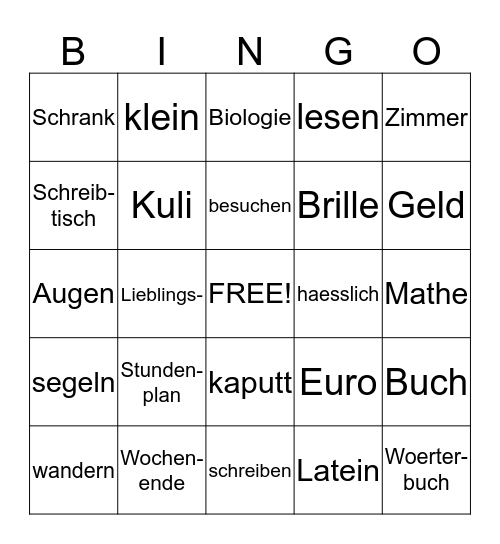 DEUTSCH Bingo Card