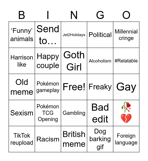 Instagram Reels Bingo Card