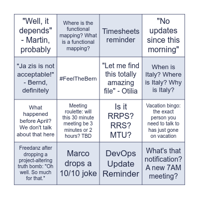 RRPS Meeting Bingo! Bingo Card