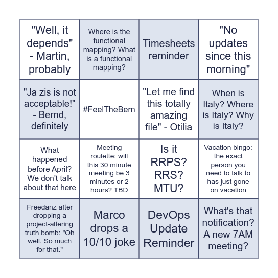 RRPS Meeting Bingo! Bingo Card