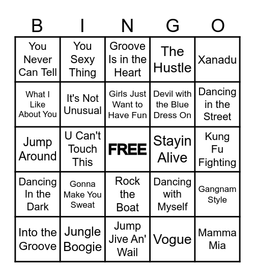 STG DANCING SHOES! Bingo Card