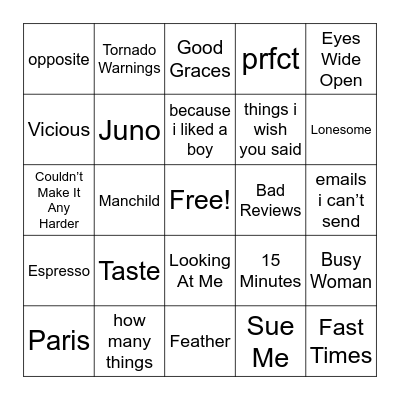 Junocord Song Bingo! Bingo Card