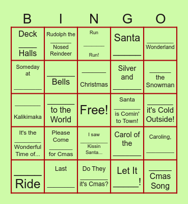 Name That Christmas Song Bingo! Bingo Card